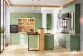 Кухня «Леда» в серо-зеленом цвете - изображение 1